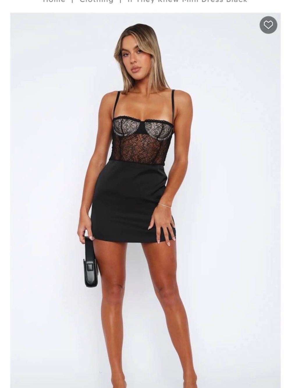 White Fox Black Lace Mini Dress